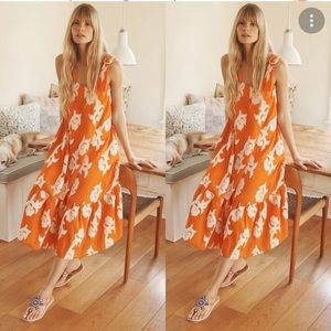 Anthropologie Dress | Phoebe Flounces Maxi Dress S | Exquise Orange Dress